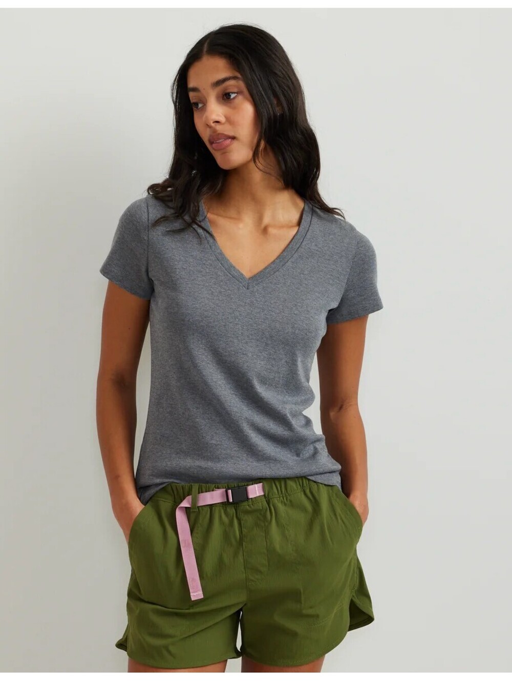 Eddie Bauer Favourite V Neck Tee Peak Blue Cotton Short Sleeve NWT Womens L